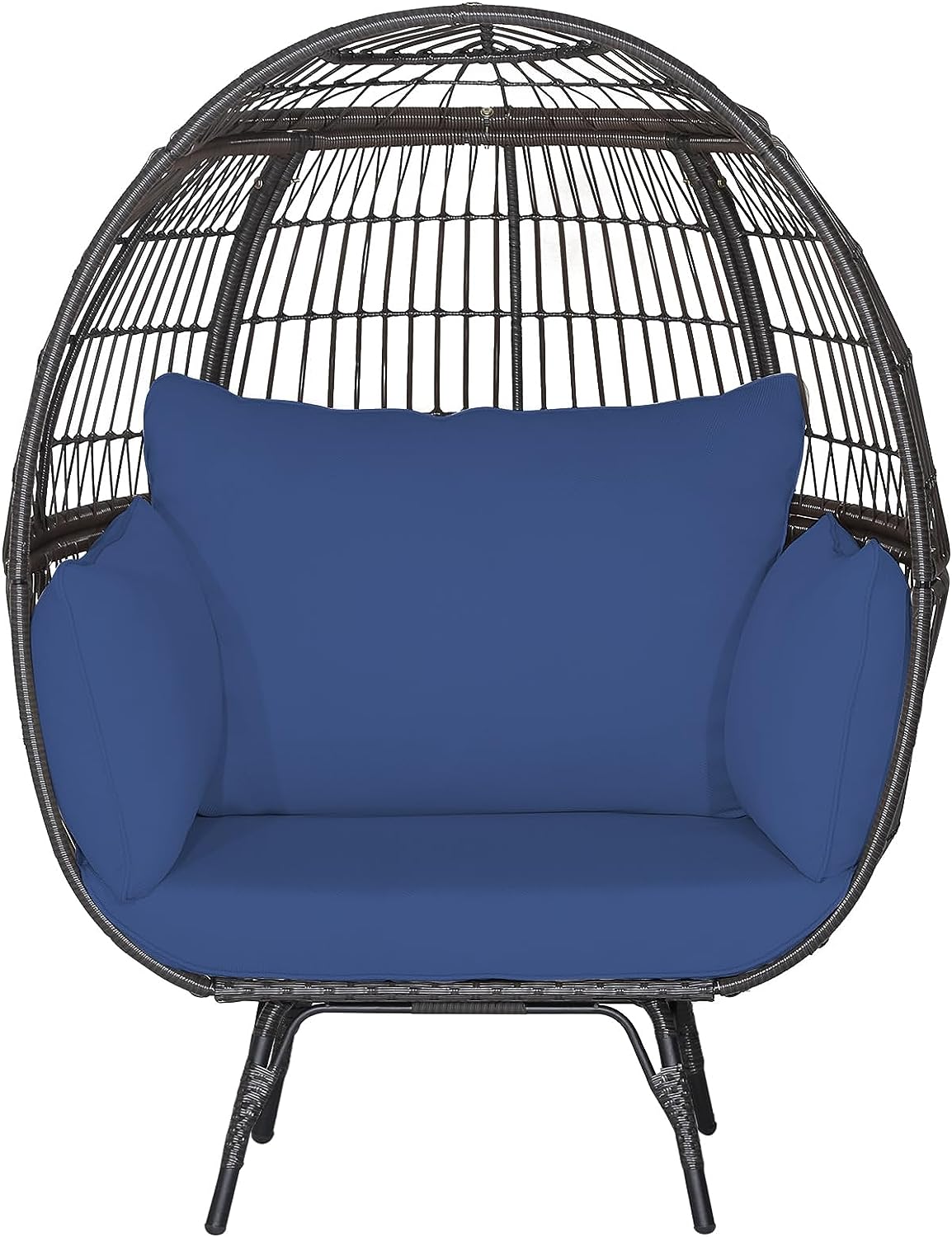 Goflame PE Rattan Egg Chair - Oversized Hammock Chair with Thick Cushions & Sturdy Metal Frame