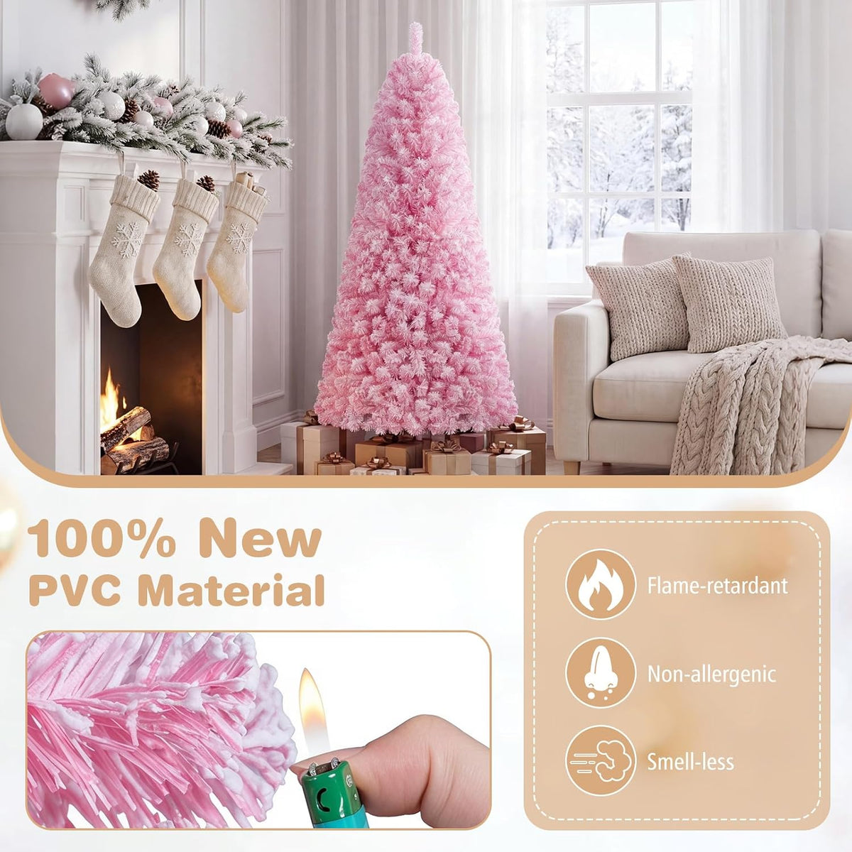 GOFLAME 5FT/6FT/7FT Prelit Christmas Tree
