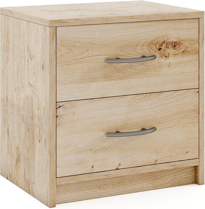 Goflame Nightstand with 2 Drawers, Modern Night Stand with Storage Drawers, Compact Floor Sofa Side Table for Small Spaces