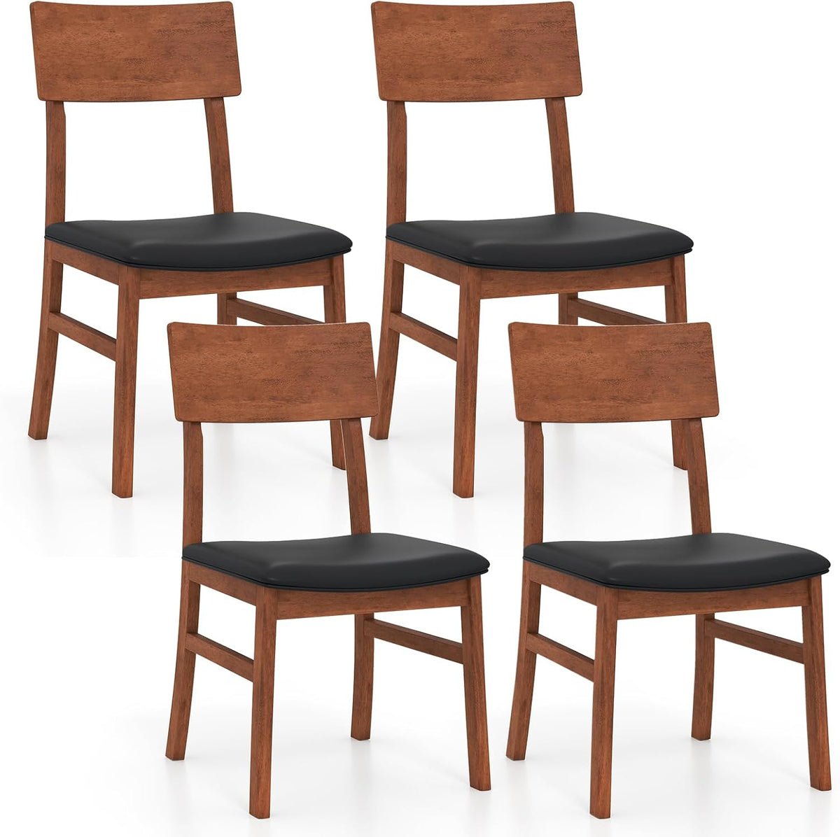 Goflame Wooden Dining Chairs Set Kitchen Side Chairs w/Rubber Wood Legs Faux Leather Upholstered Seat