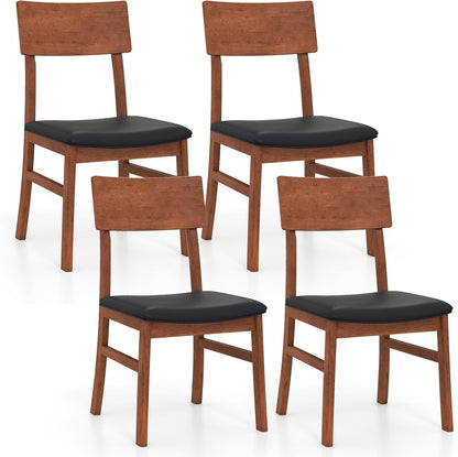 Goflame Wooden Dining Chairs Set Kitchen Side Chairs w/Rubber Wood Legs Faux Leather Upholstered Seat