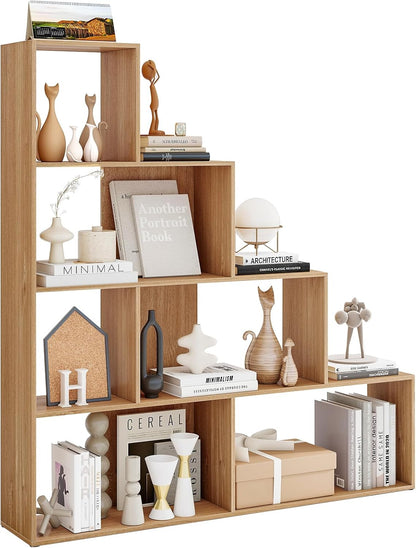 Goflame 6 Cube Geometric 4-Tier L-Shaped Bookcase with Cubes (1/2)