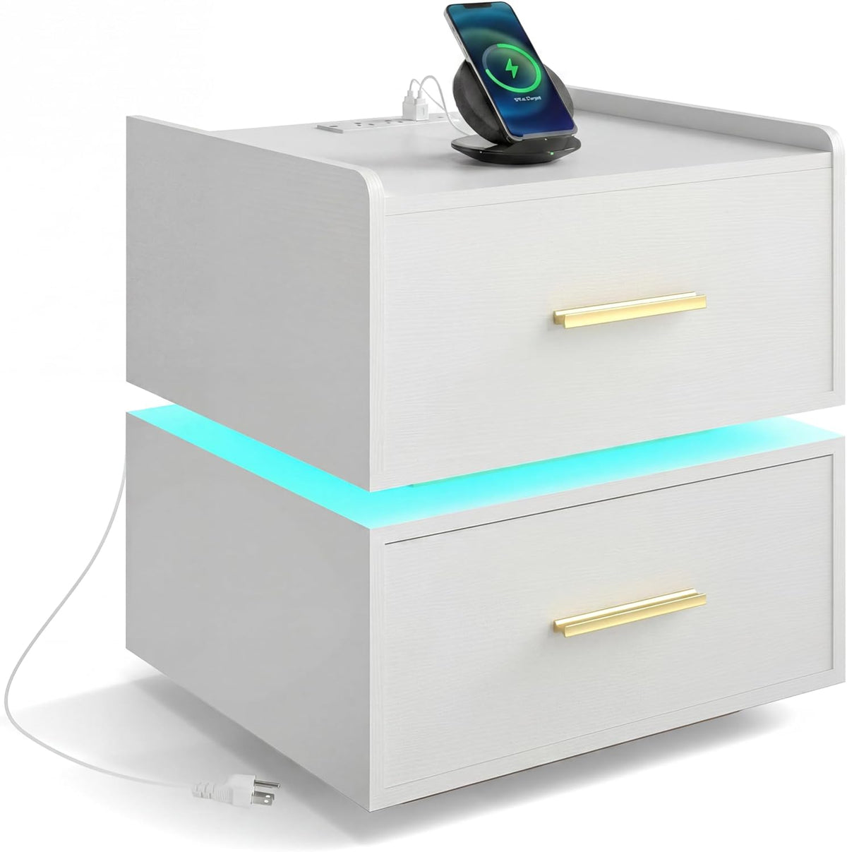 Goflame LED Night Stand with Charging Station & 2 Storage Drawers (1/2)