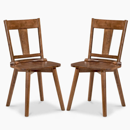 Goflame Wooden Dining Chairs Set of 2, Solid Wood Kitchen Chairs | Modern Farmhouse Dining Room Chairs w/Hollowed Backrest