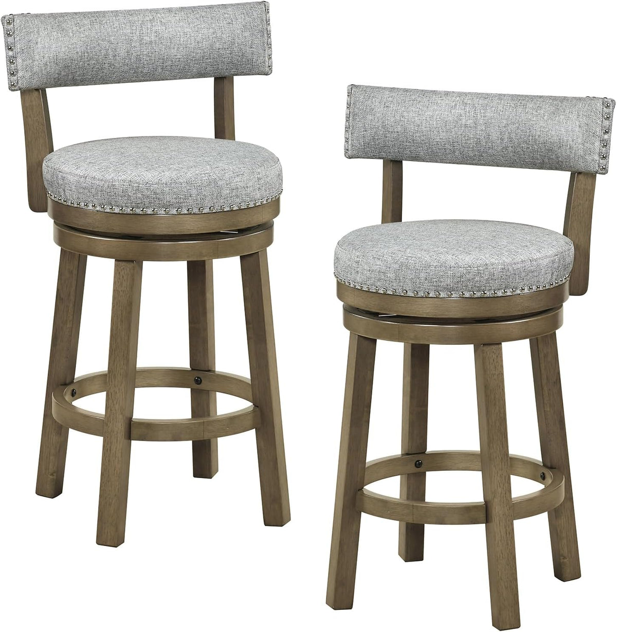 Goflame Swivel Bar Stool | 27" Counter Height Stool with Linen Fabric Upholstered Seat & Back