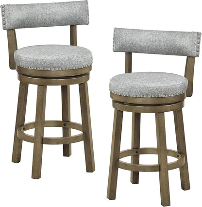 Goflame Swivel Bar Stool | 27" Counter Height Stool with Linen Fabric Upholstered Seat & Back