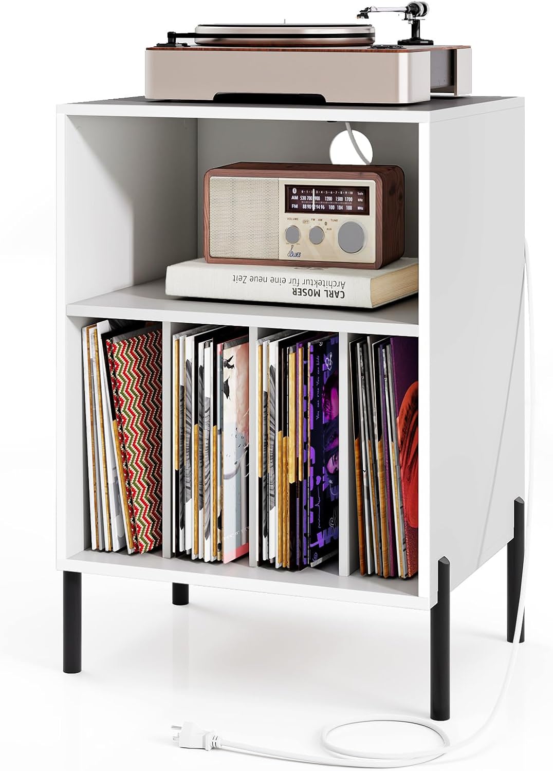 Goflame Record Player Stand with Charging Station