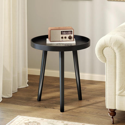 Goflame Mid Century Modern Side Table with Wooden Tray and Bamboo Legs