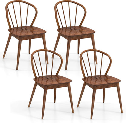 Goflame Wooden Dining Chairs Set of 2/4, Windsor Kitchen Chairs w/High Spindle Back & Rubber Wood Legs