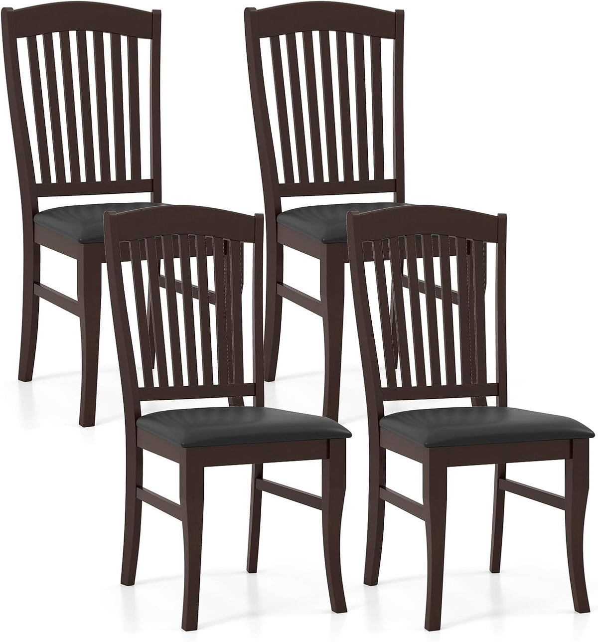Goflame Set of 2/4 Wooden PU Leather Upholstered Dining Chairs