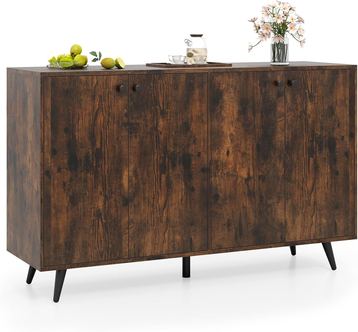 Goflame Buffet Sideboard 4-Door Storage Cabinet with 5-Position Adjustable Shelves