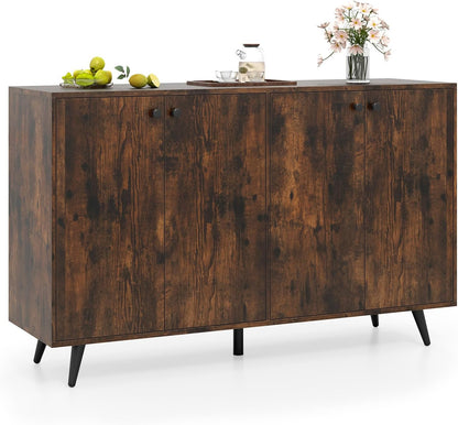 Goflame Buffet Sideboard 4-Door Storage Cabinet with 5-Position Adjustable Shelves