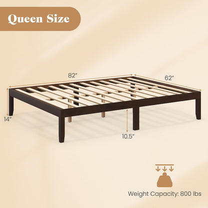Goflame 14 Inch Twin Wood Platform Bed Frame, Minimalist Twin Bed Frame with Wooden Slats Support & Rubber Wood Legs