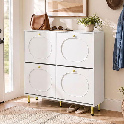 GOFLAME Shoe Storage Cabinet with 4 Flip Drawers