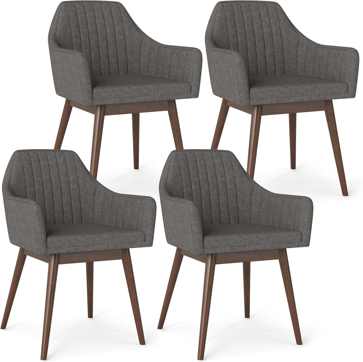 Goflame Upholstered Dining Chairs Set of 2/4 Mid Century Kitchen Chairs with Wrap-Around Backrest