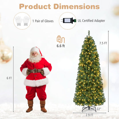 GOFLAME 6.3FT/7.5FT Pre-lit Pencil Christmas Tree with Remote & APP Control