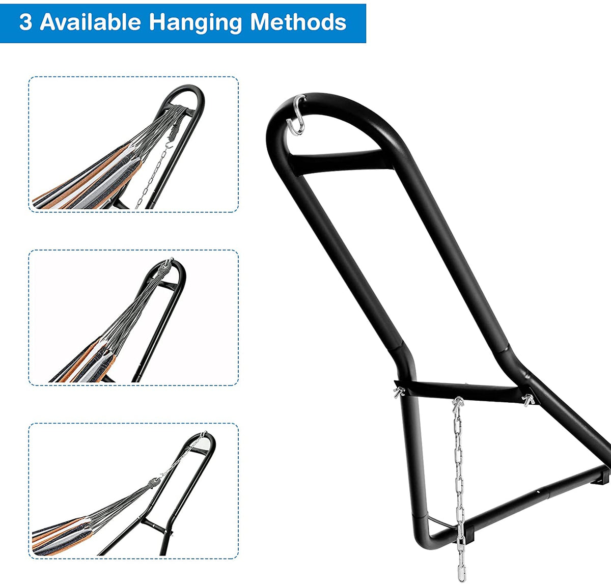 Goflame Multi-Use Universal Hammock Stand, 550LBS Capacity Adjustable Heavy Duty Hammock (Black)