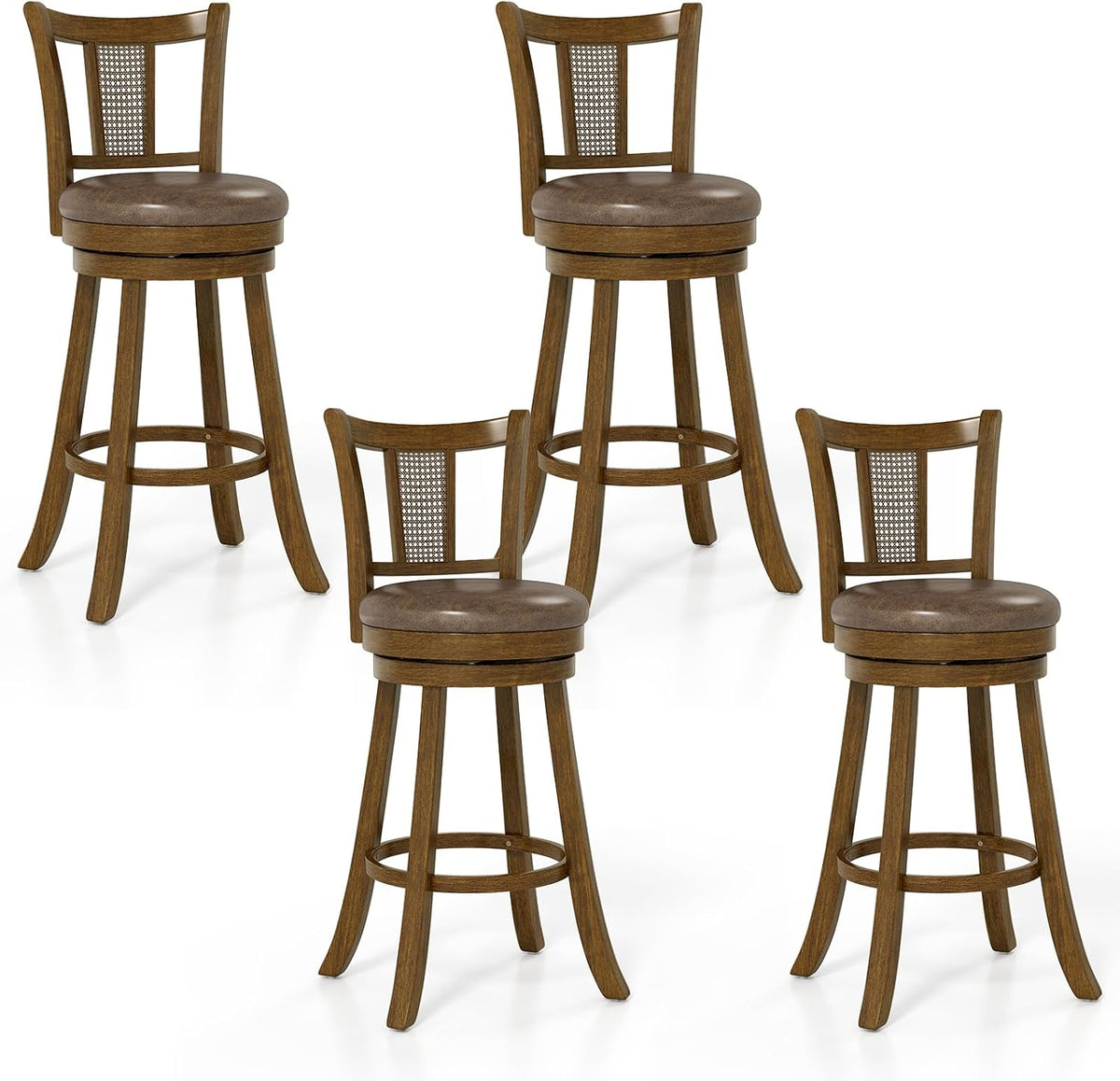 Goflame 30" Upholstered Leathaire Farmhouse Barstools for Kitchen Island Dining Room Pub