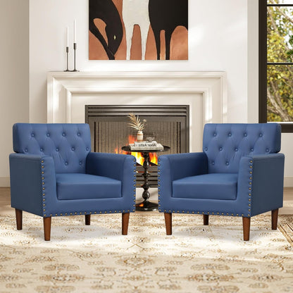 Goflame Mid Century Modern Accent Chair with Button Tufted Decoration and Rivets