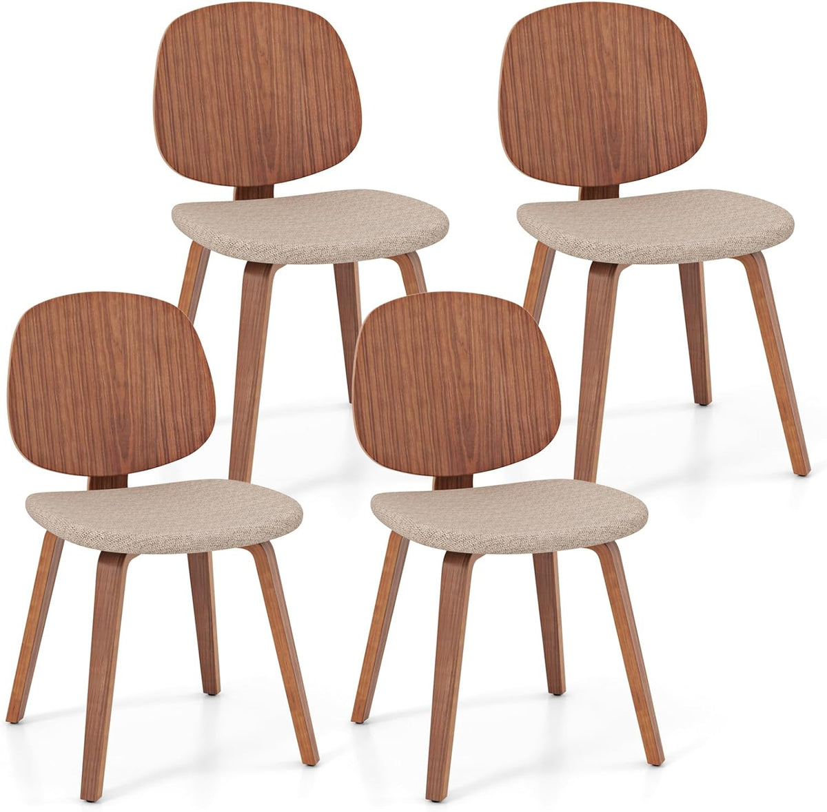 Goflame Wooden Dining Chairs Set of 2/4 Chenille Fabric Upholstered Kitchen Chair w/Bentwood Frame