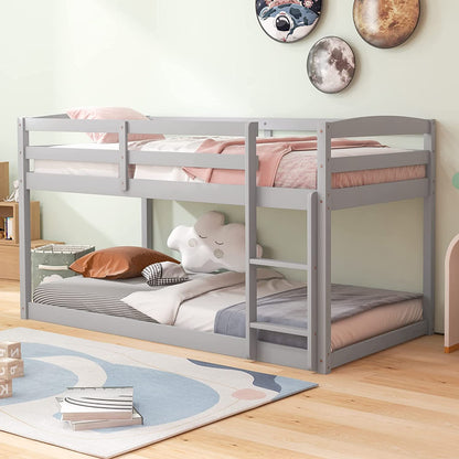 Goflame Solid Wood Twin Over Twin Bunk Bed Frame