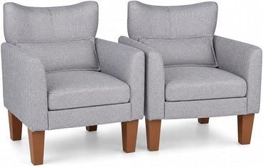 Goflame Modern Accent Chair with Removable Seat Cushion & Pillow | Upholstered Armchair w/ Strong Support Legs