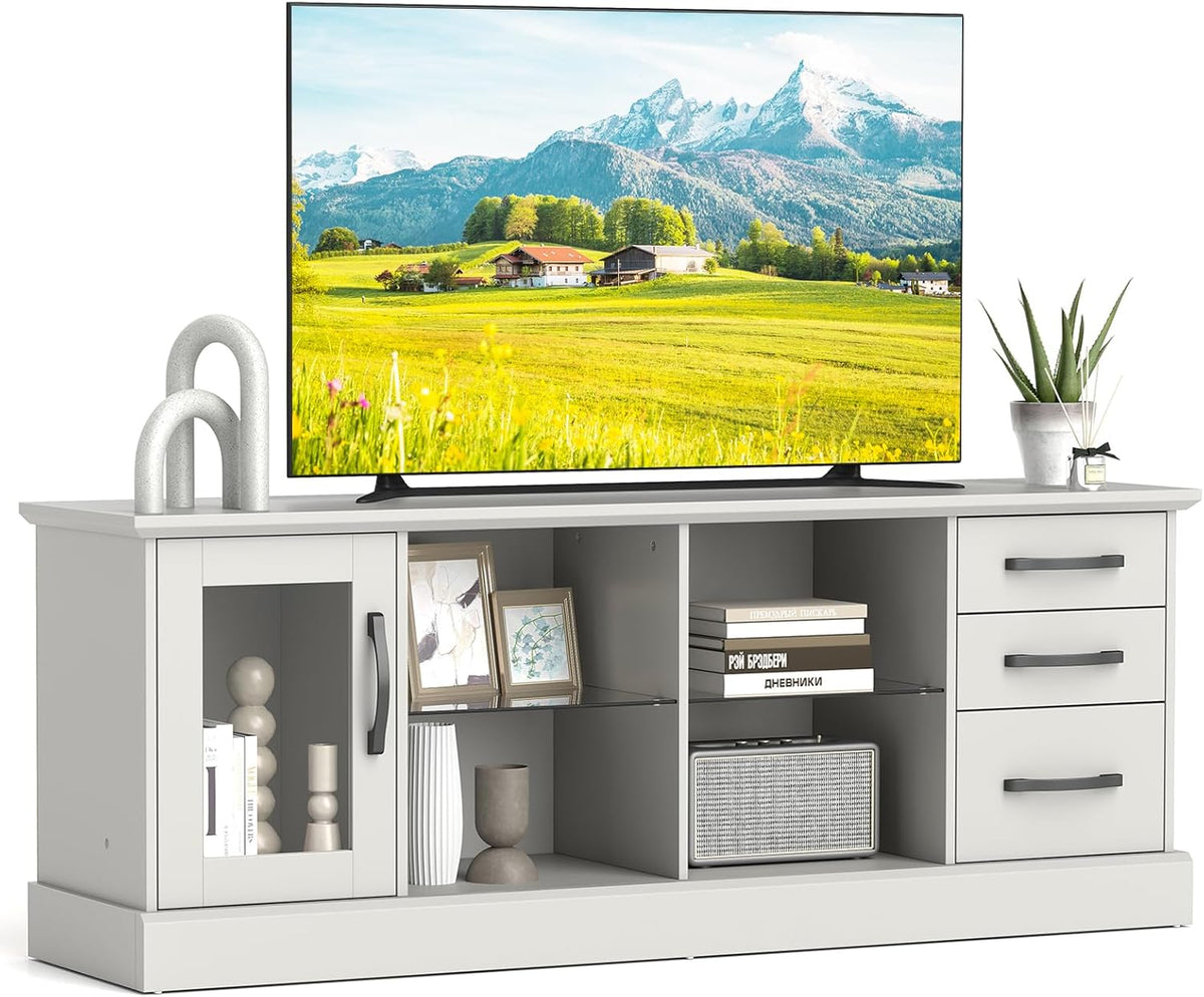 Goflame TV Stand for TVs up to 73”, Entertainment Center w/Cable Management Holes, Drawers