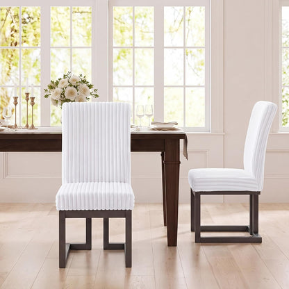 Goflame Upholstered Dining Chairs Set of 2, Kitchen Chairs with High Back | Modern Dining Room Chairs with Fabric Channel Back & Seat