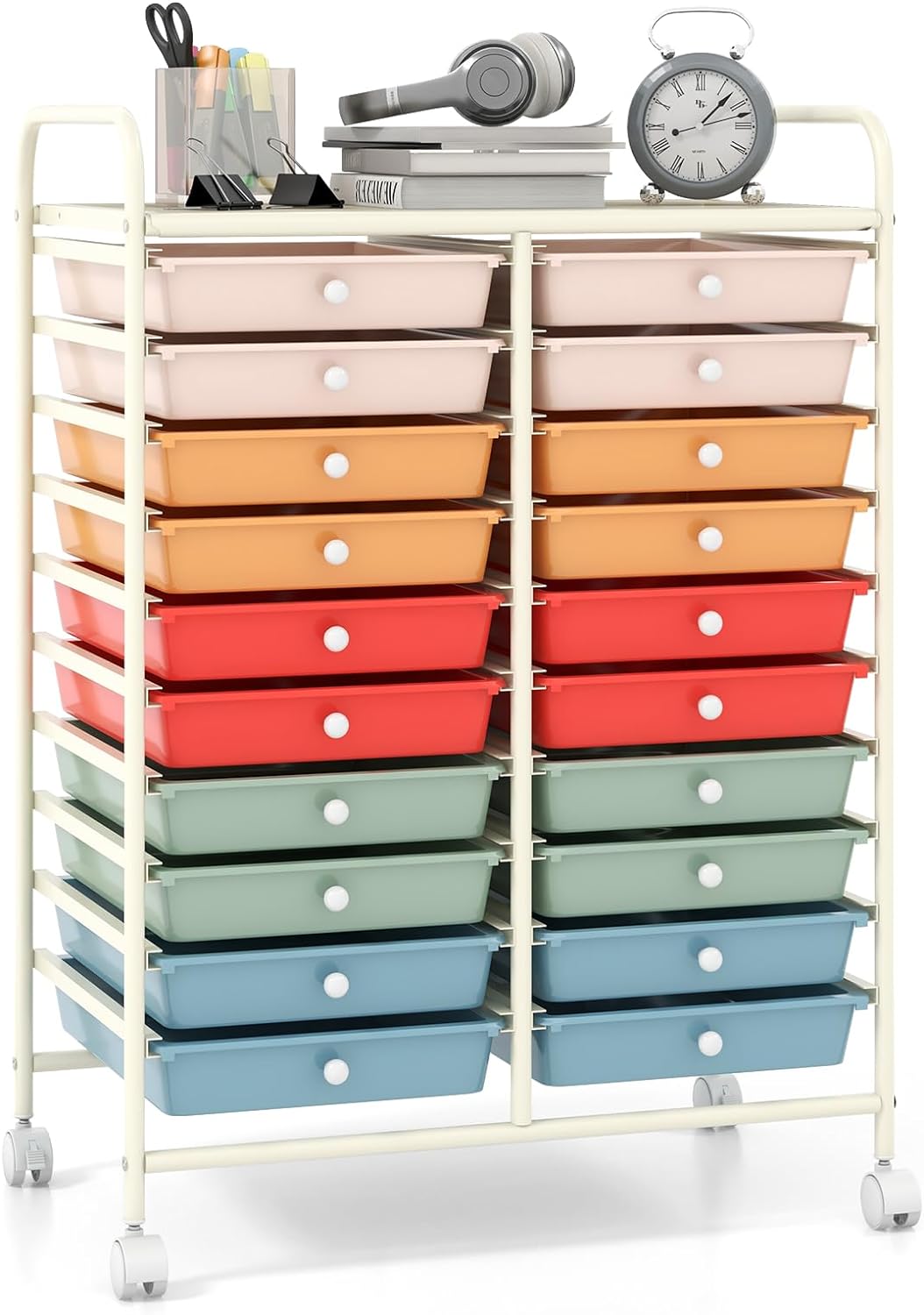 Goflame Storage Drawer Carts, 20-Drawer Organizer, Utility Cart on Wheels