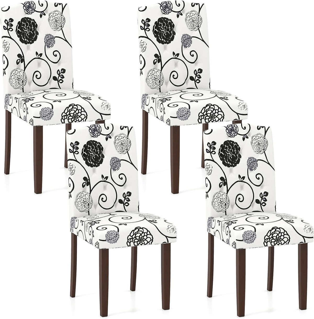 Goflame Upholstered Dining Chairs Set of 2/4 Button Tufted Fabric Upholstered Parson Chairs