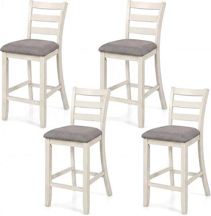 Goflame 26 Inch Farmhouse Upholstered Wooden Barstools with Footrest (2/4)