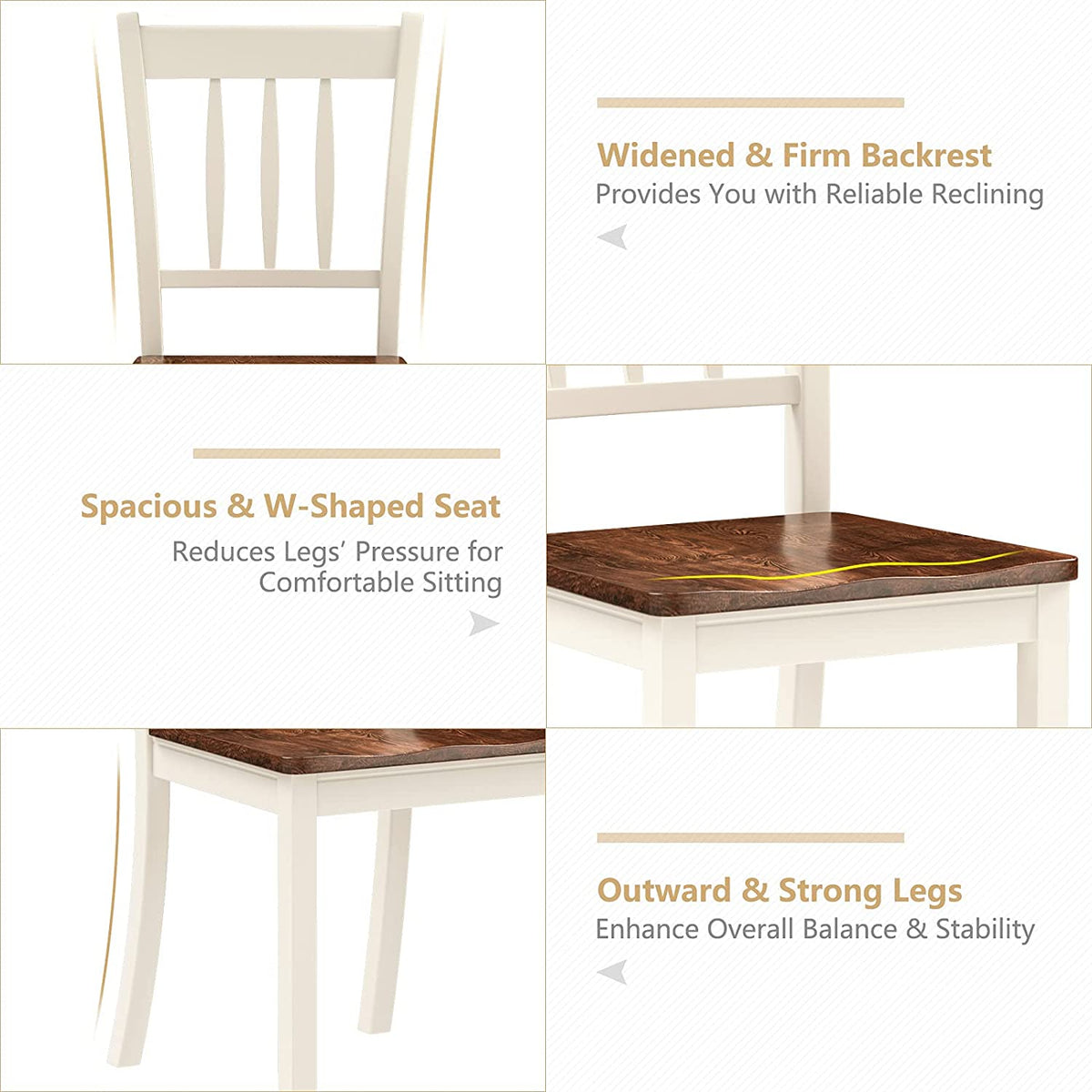 Solid Wood Whitesburg Dining Chairs Set of 4 - Goflameus