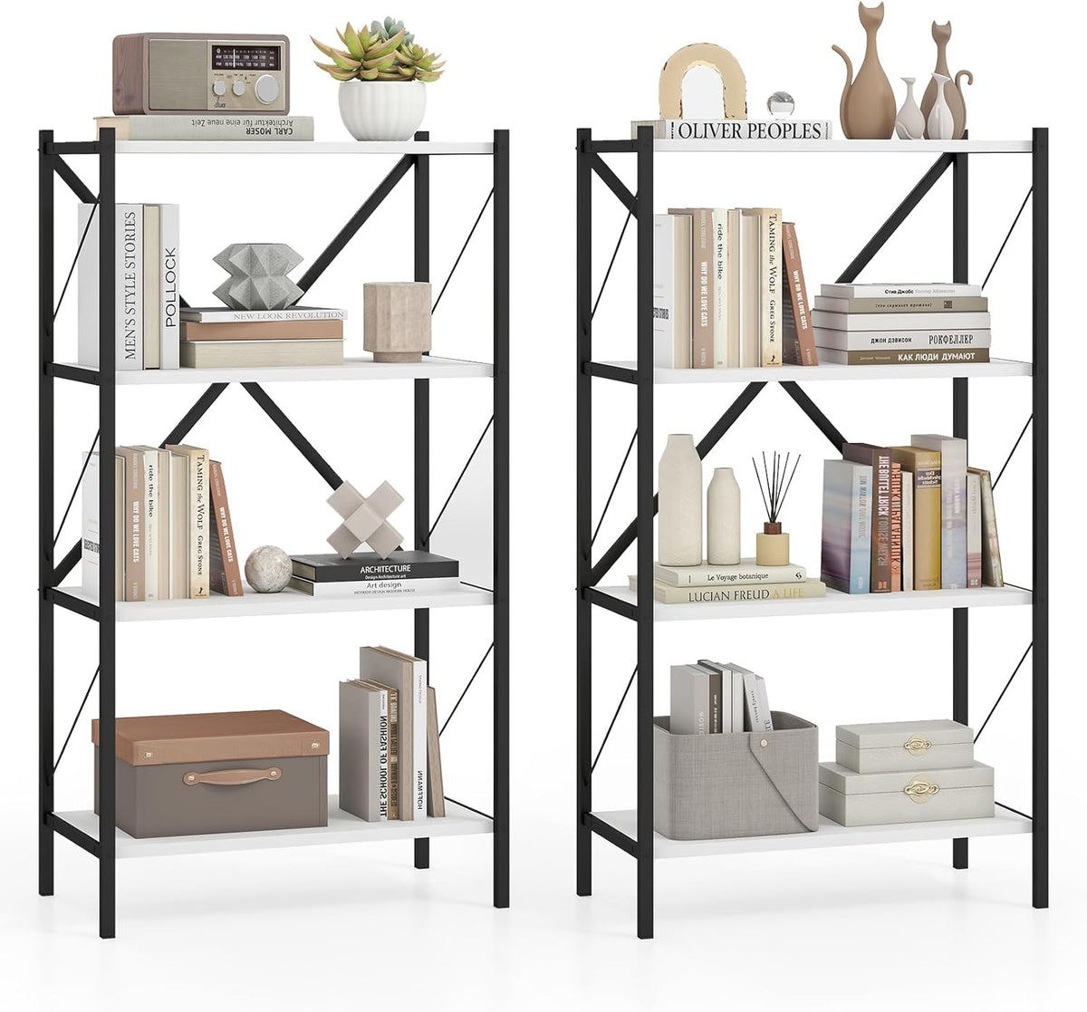 Goflame Modern Bookcase with Heavy-Duty Metal Frame (1/2)