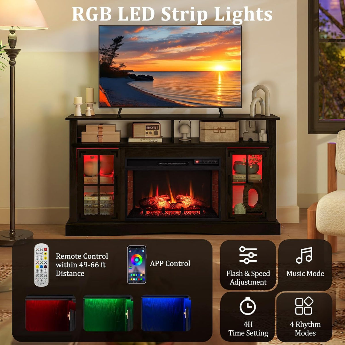 GOFLAME Fireplace TV Stand with Remote Controls and Thermostat