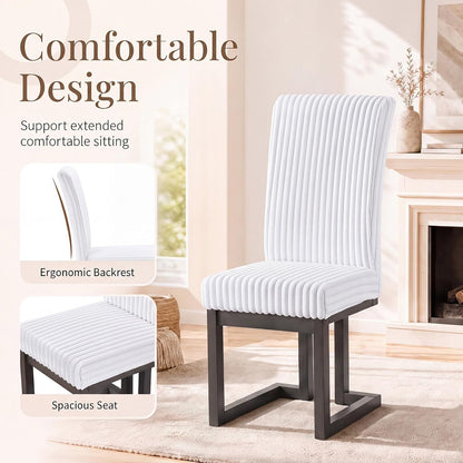Goflame Upholstered Dining Chairs Set of 2, Kitchen Chairs with High Back | Modern Dining Room Chairs with Fabric Channel Back & Seat
