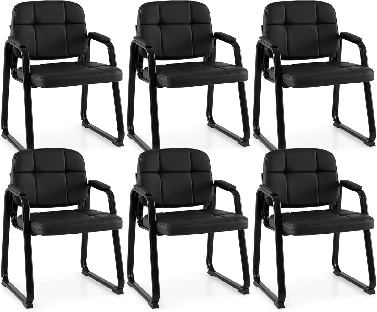 Goflame Waiting Room Leather Office Reception Chairs with Padded Armrests