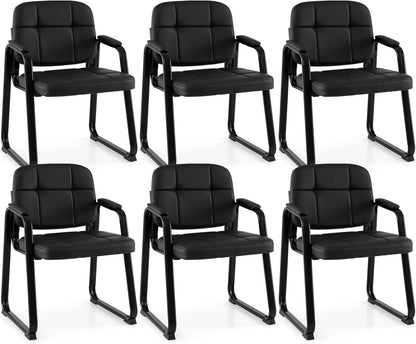 Goflame Waiting Room Leather Office Reception Chairs with Padded Armrests