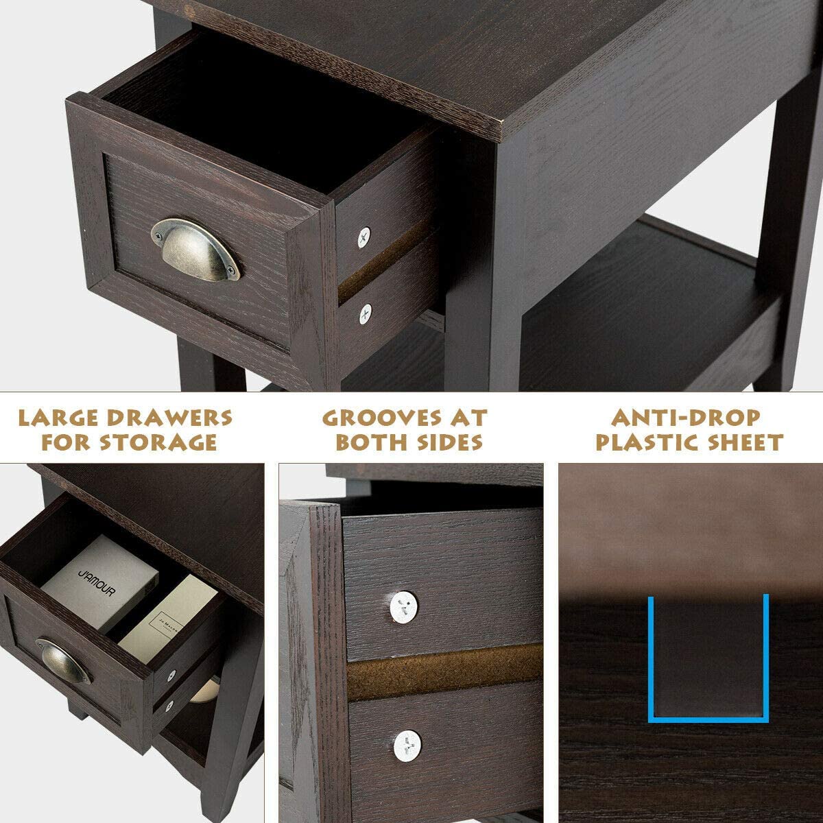 Chair Side End Table with Drawer - Goflameus