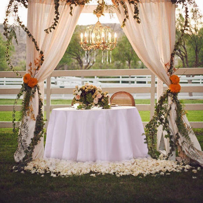 10 Pcs Round White Tablecloth 120-Inch, Premium Polyester Table Cover (White, 120") - Goflameus