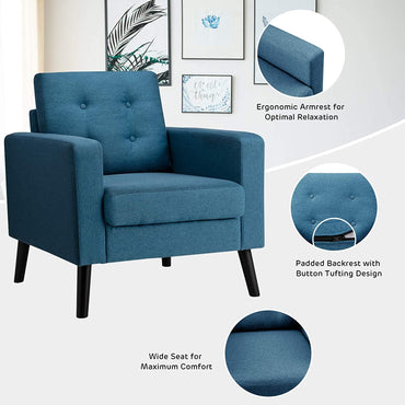 Goflame Modern Accent Chair, Mid-Century Upholstered Armchair Club Chair - Goflameus