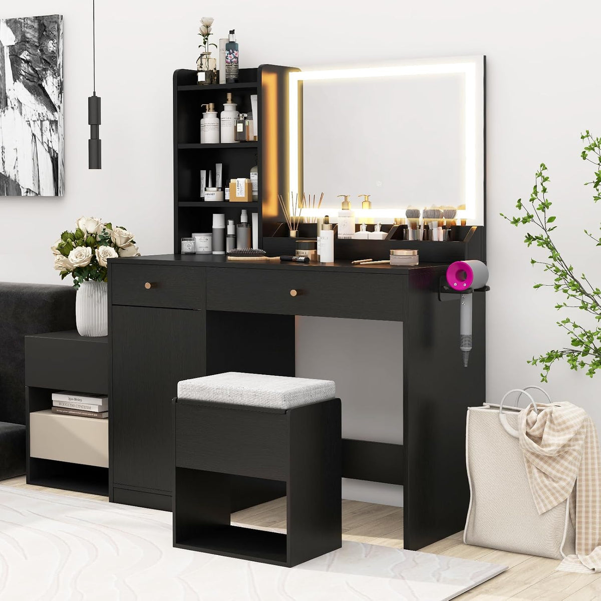 GOFLAME Makeup Vanity with Mirror and Lights