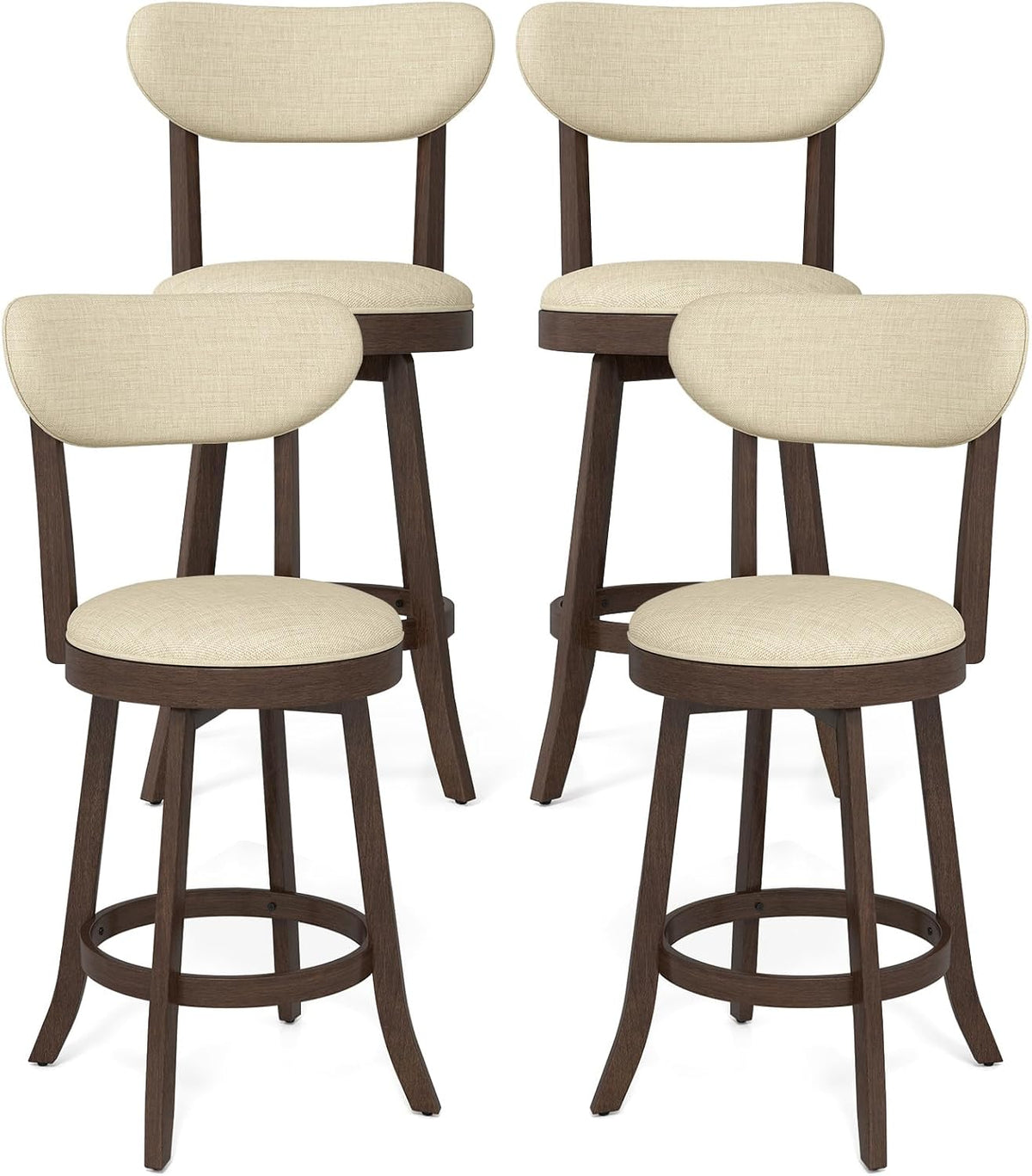 Goflame 25.5" Counter Height Upholstered Linen Barstools