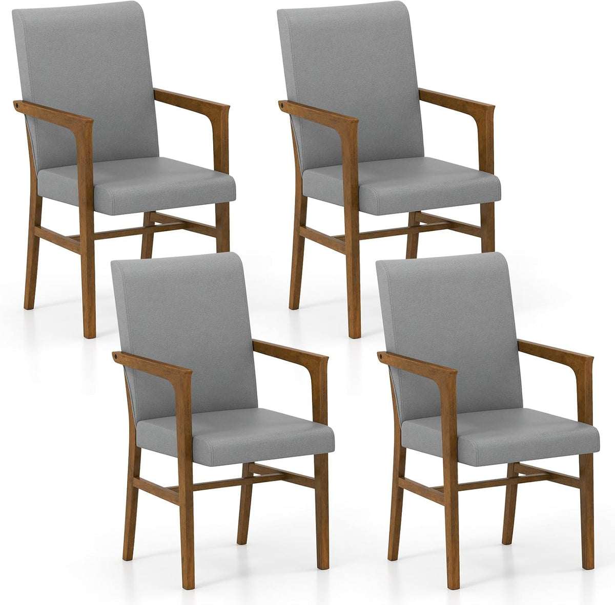 Goflame Mid Century Modern Dining Chairs Set of 2/4 with High Back, Solid Wooden Frame & Soft Cushion