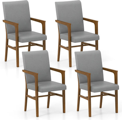 Goflame Mid Century Modern Dining Chairs Set of 2/4 with High Back, Solid Wooden Frame & Soft Cushion