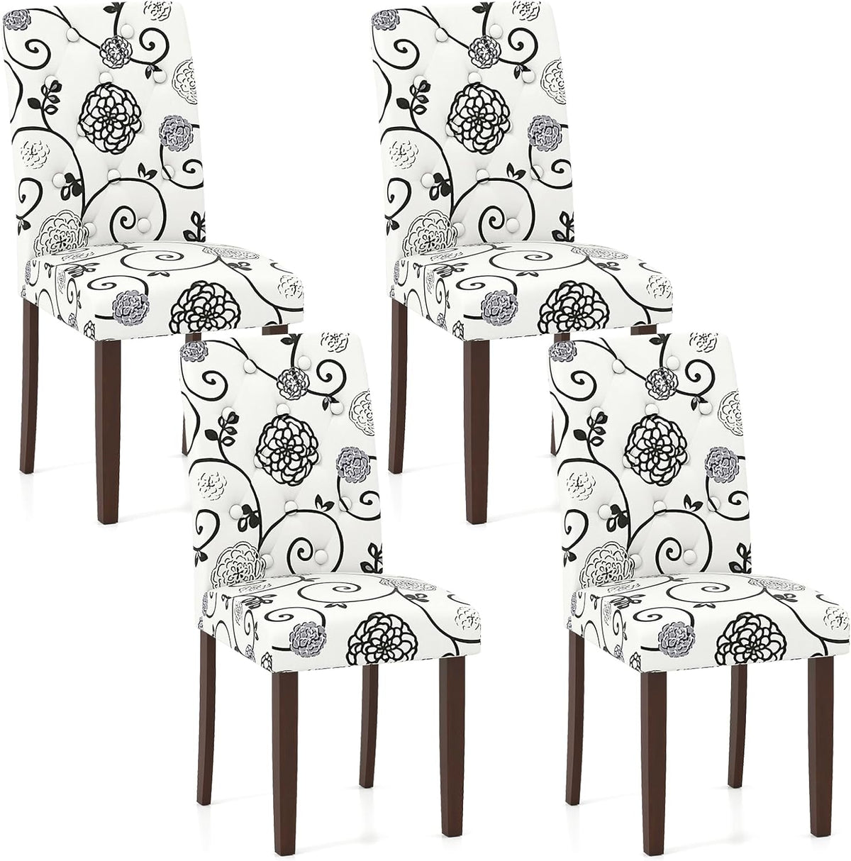 Goflame Tufted Dining Chairs Set of 2/4 Upholstered Kitchen Chairs w/Padded Seat & High Backrest
