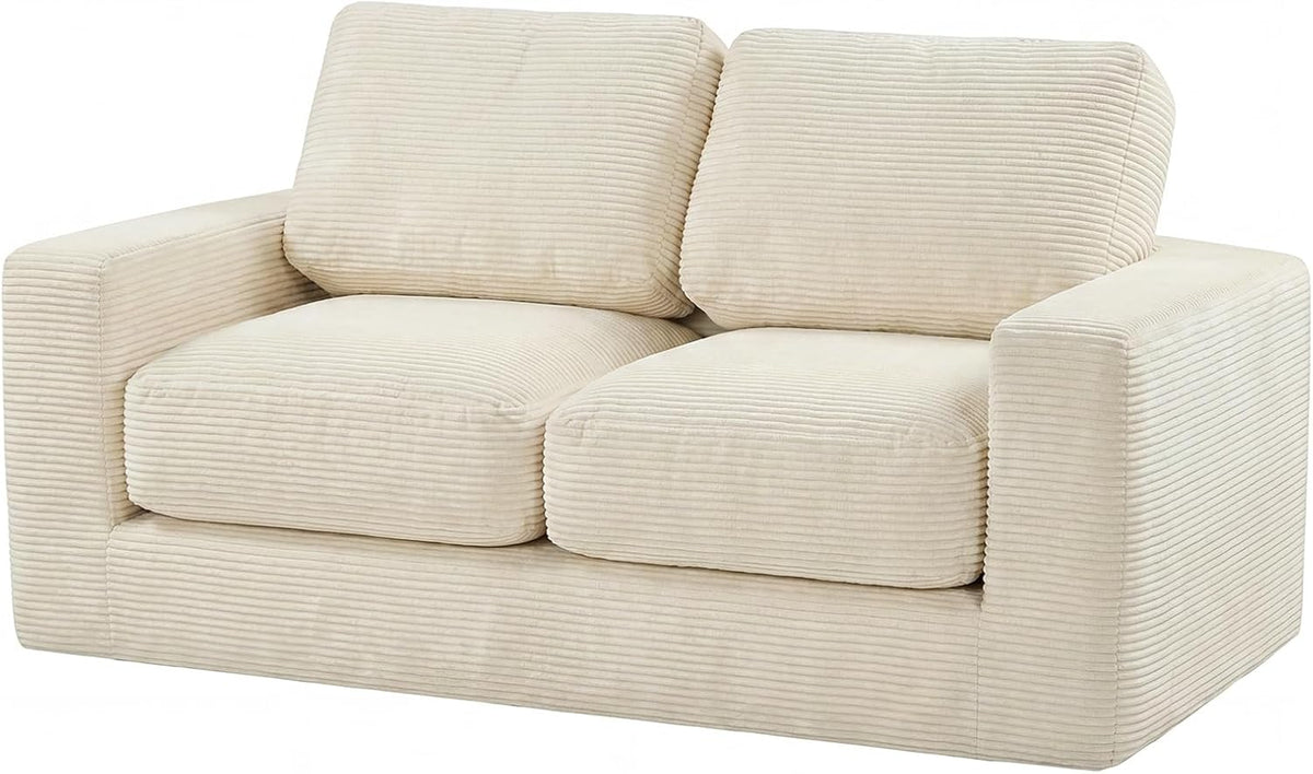Goflame 2-Seater Floor Couch with Removable Corduroy Cover