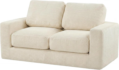 Goflame 2-Seater Floor Couch with Removable Corduroy Cover