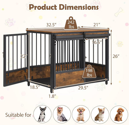 Goflame Dog Crate Furniture with 2 Doors