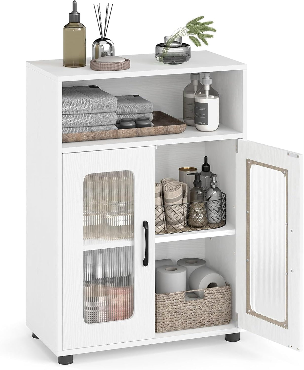 Goflame Bathroom Storage Cabinet with 2 Doors & 3-Level Adjustable Shelf