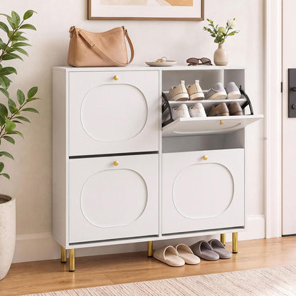 GOFLAME Shoe Storage Cabinet with 4 Flip Drawers